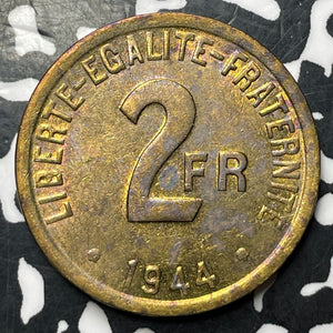 1944 France Allied Occupation 2 Francs Lot#JM8470 High Grade! Beautiful! KM#905