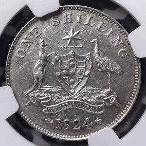 1924 Australia 1 Shilling NGC Cleaned-AU Details Lot#G8536 Silver! Key Date!