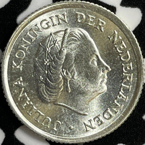 1963 Netherlands Antilles 1/10 Gulden Lot#D8475 Silver! High Grade! Beautiful!