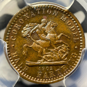 1902 G.B. Edward VII Coronation Model 1/2 Farthing PCGS MS64BN Lot#G8210