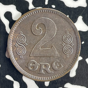 1920 Denmark 2 Ore Lot#T8382 High Grade! Beautiful!