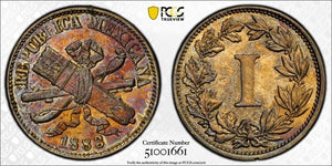 1883 Mexico 1 Centavo PCGS MS63 Lot#G9833 Choice UNC! Beautiful Toning! KM#392