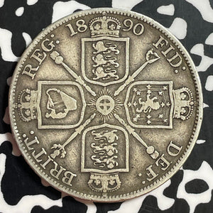 1890 Great Britain Double Florin Lot#T1336 Large Silver Coin!