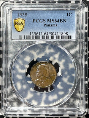 1935 Panama 1 Centesimo PCGS MS64BN Lot#G8651 Choice UNC!