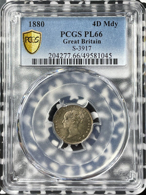 1880 G.B Maundy 4 Pence Fourpence PCGS PL66 Lot#G8087 Silver! Gem BU! S-3917