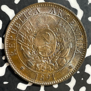 1891 Argentina 2 Centavos Lot#E6994 High Grade! Beautiful!