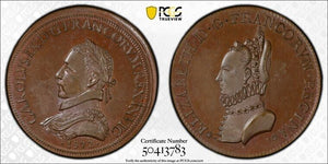 '1572' (19th C.) France Charles IX/Elizabeth Restrike Medal PCGS MS64 Lot#G8838