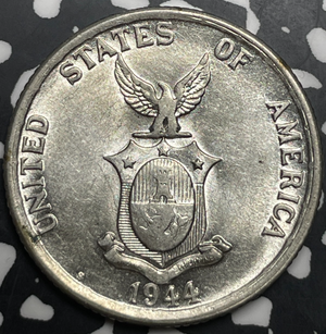 1944-S U.S. Philippines 50 Centavos Lot#T9339 Silver! High Grade! Beautiful!