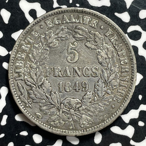 1849-A France 5 Francs Lot#JM9972 Large Silver! KM#761.1