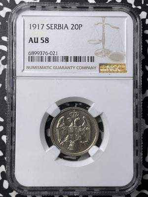 1917 Serbia 20 Para NGC AU58 Lot#G8451