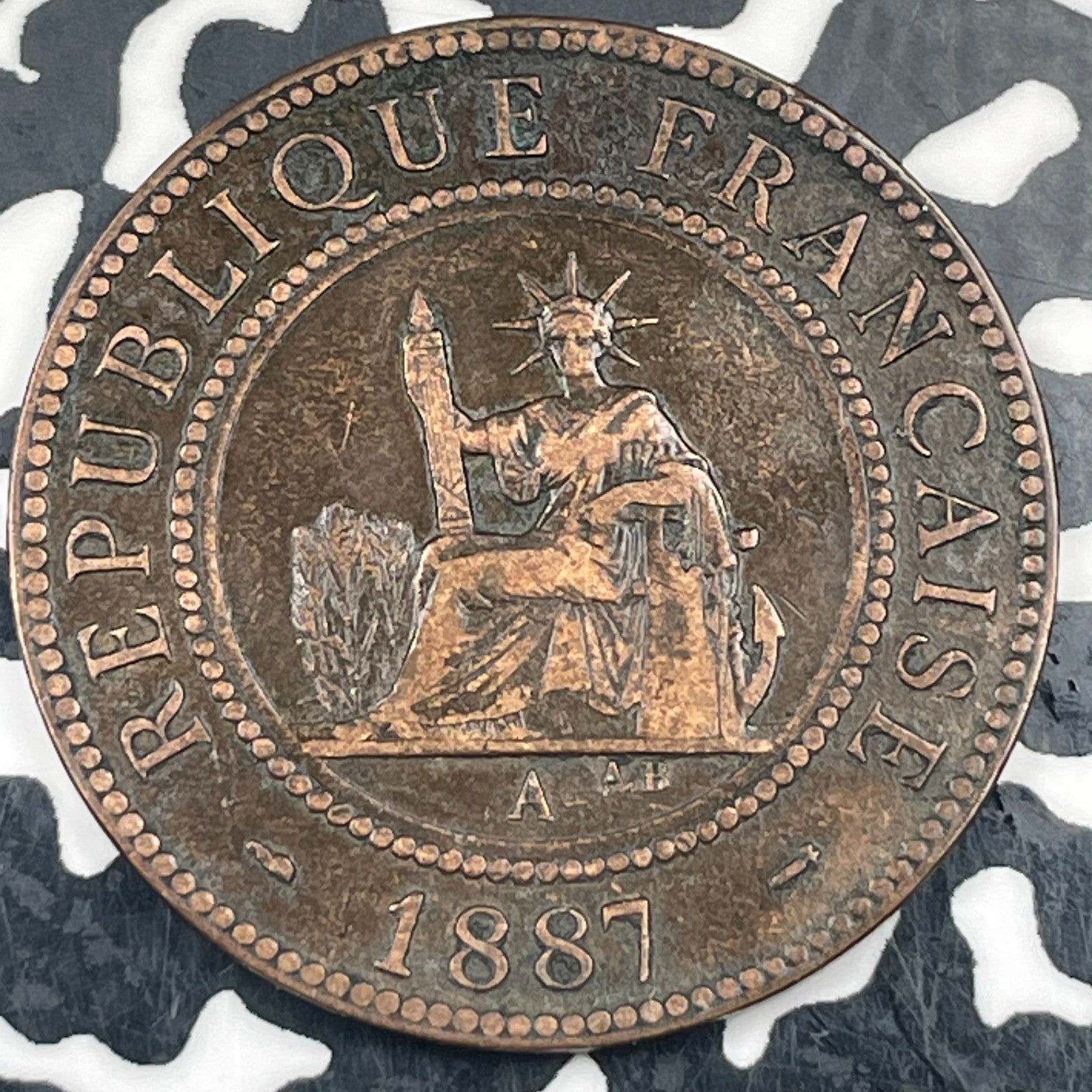 1887-A French Indo-China 1 Centime Lot# N3749