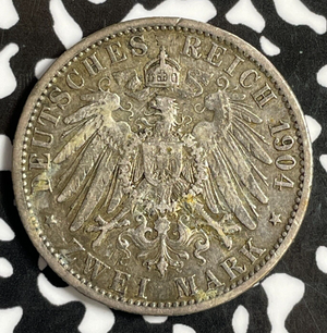 1904 Germany Prussia 2 Mark Lot#E0935 Silver!