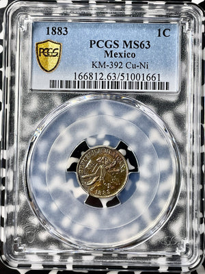 1883 Mexico 1 Centavo PCGS MS63 Lot#G9833 Choice UNC! Beautiful Toning! KM#392