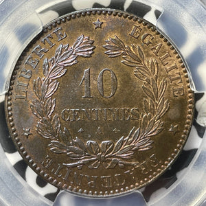 1873-A France 10 Centimes PCGS MS64BN Lot#G8164 Choice UNC! Gad-265a