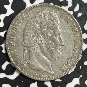 1839-A France 5 Francs Lot#T3162 Large Silver Coin! Nice!