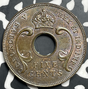1933 East Africa 5 Cents Lot#T9396 High Grade! Beautiful!