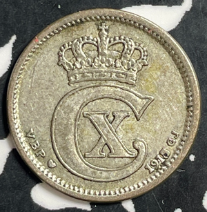 1915 Denmark 10 Ore Lot#T3161 Silver! Nice!