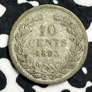 1893 Netherlands 10 Cents Lot#C0544 Silver!