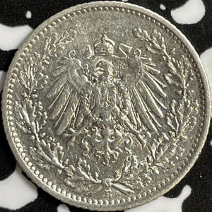 1912-E Germany 1/2 Mark Half Mark Lot#D6981 Silver! Key Date!
