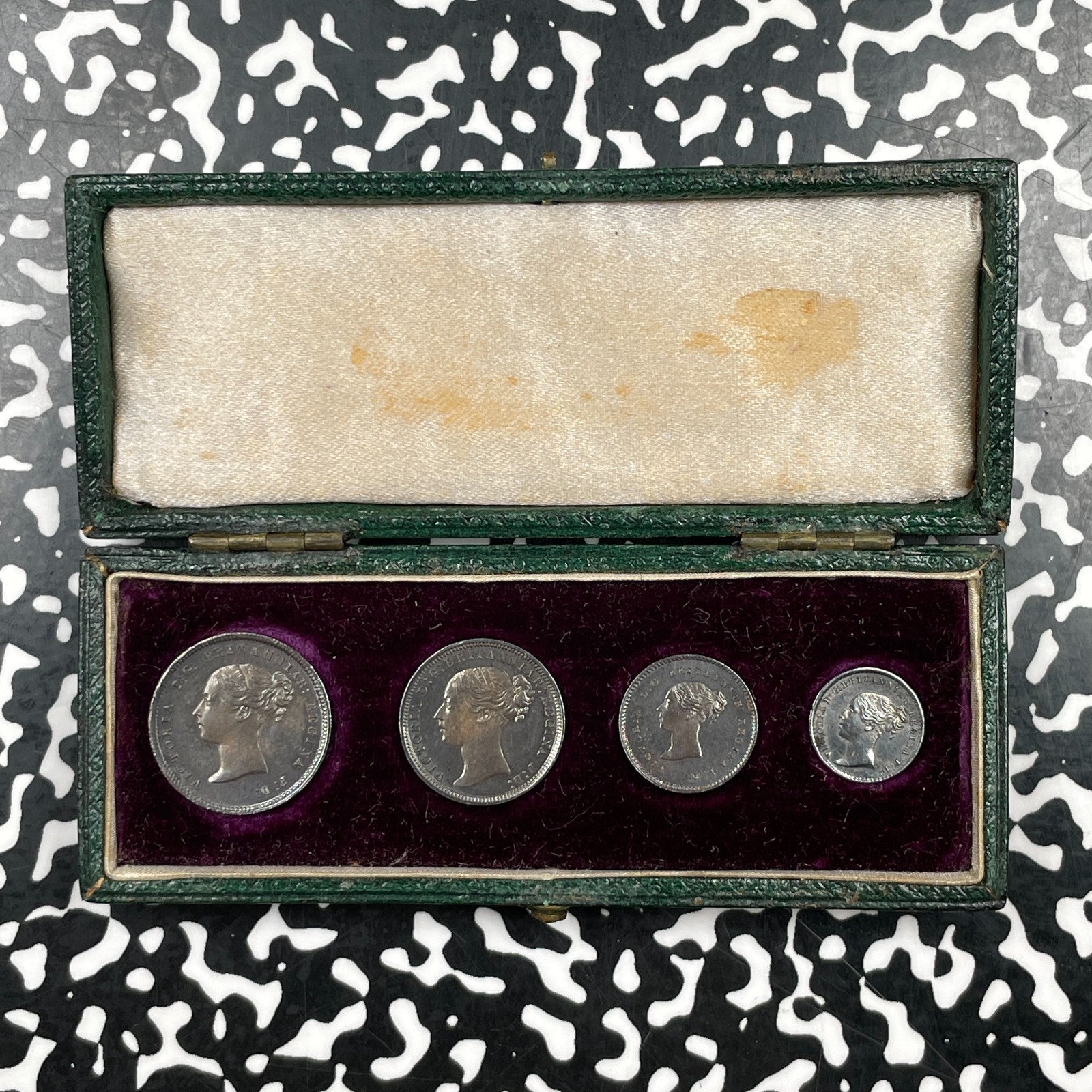 1868 Great Britain 4x Coin Maundy Mint Set Lot#OV1983 Silver! With Case
