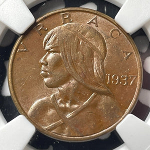 1937 Panama 1 Centesimo NGC MS62BN Lot#G9587 Nice UNC!