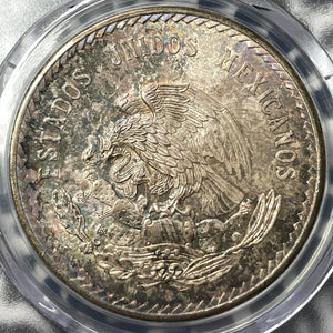 1948-Mo Mexico 5 Pesos PCGS MS66 Lot#G7924 Large Silver! Beautiful Toning!