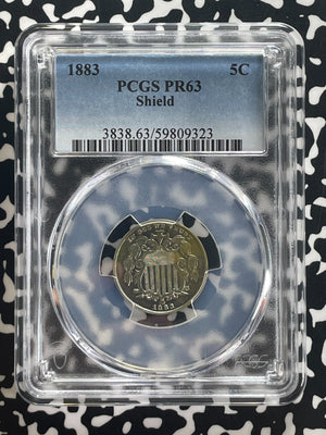 1883 U.S. 5 Cents Shield Nickel PCGS PR63 Lot#G644 Proof! Choice UNC!
