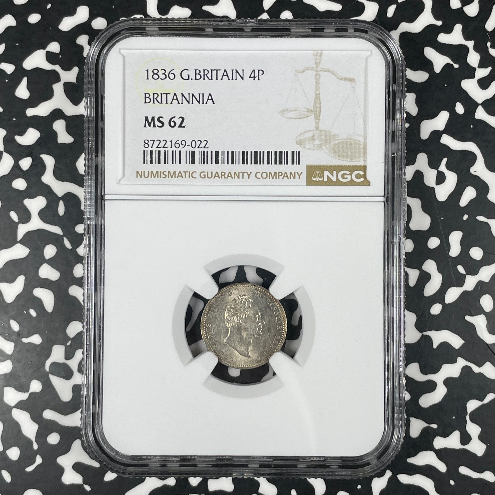 1836 Great Britain Georg IV 4 Pence NGC MS62 Lot#G1782 Silver! Nice UNC!