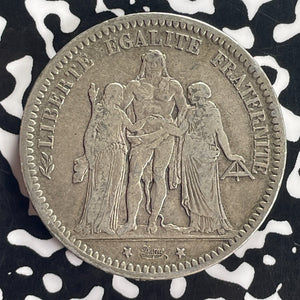 1873-A France 5 Francs Lot#T8264 Large Silver Coin!