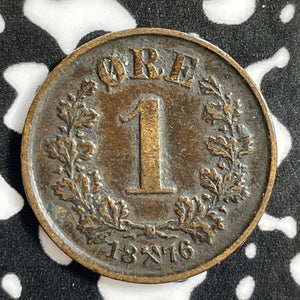 1876 Norway 1 Ore Lot#E3508