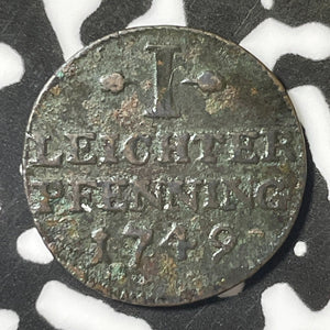 1749 Germany Goslar 1 Leichter Pfennig Lot#E4766