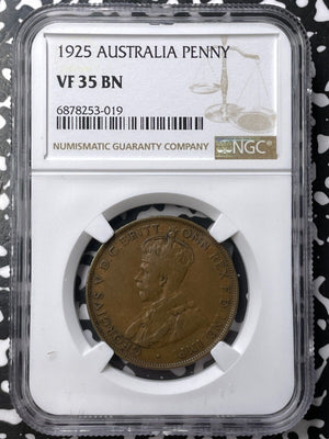 1925 Australia 1 Penny NGC VF35BN Lot#G7229