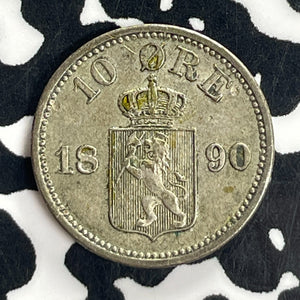 1891 Norway 10 Ore Lot#T8120 Silver! Nice!
