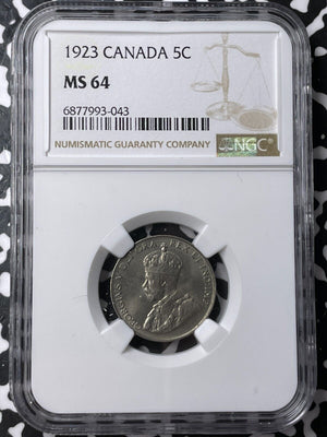 1923 Canada 5 Cents NGC MS64 Lot#G7052 Choice UNC!