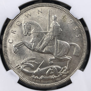 1935 G.B. George V Jubilee 1 Crown NGC MS63 Lot#G9127 Silver! Choice UNC!