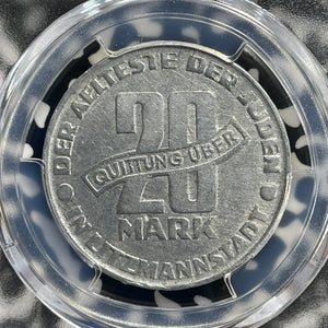 1943 Poland Lodz Ghetto 20 Mark PCGS Scratch-AU Detail Lot#G1052 Very Scarce!