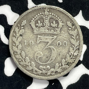 1900 Great Britain 3 Pence Threepence Lot#T9443 Silver!