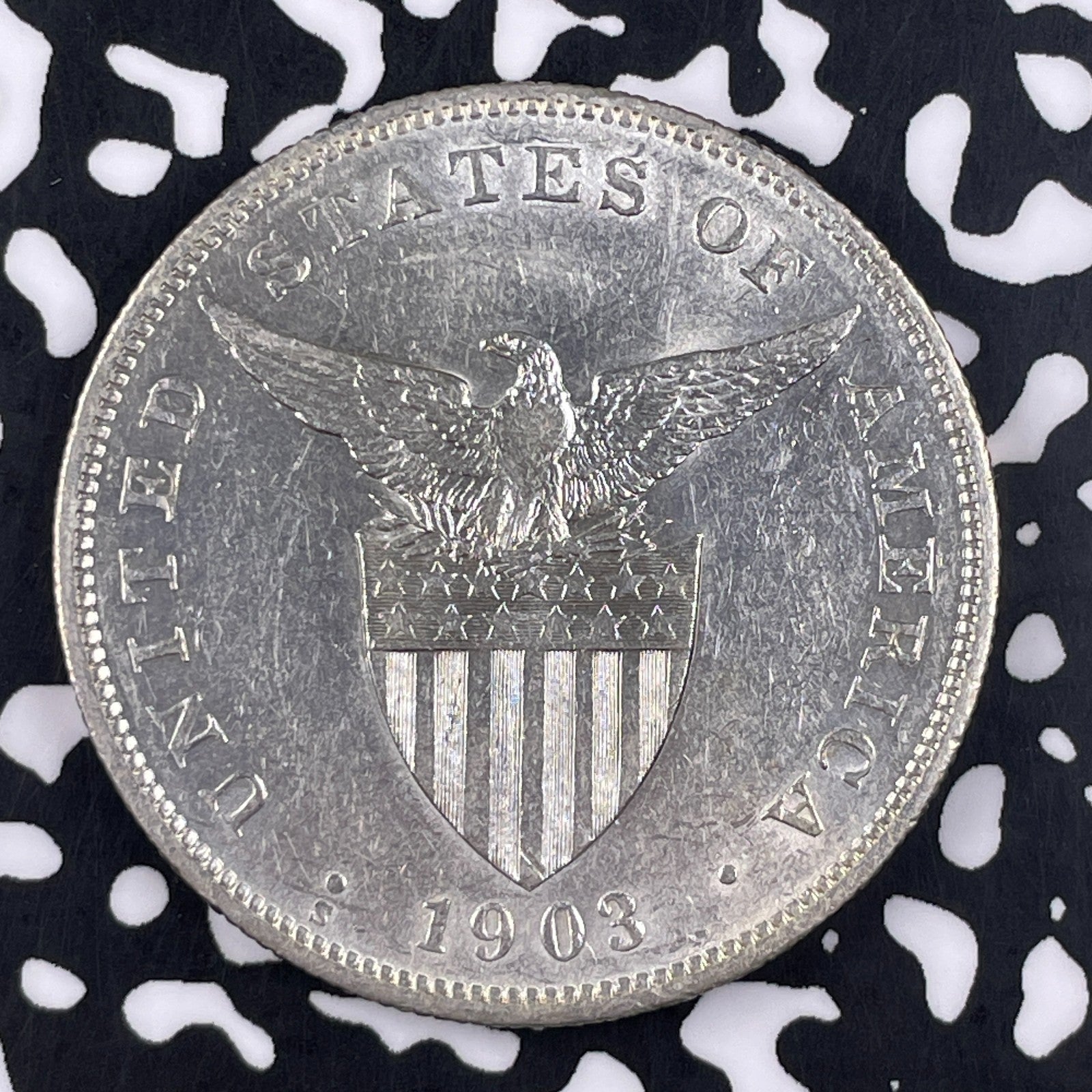 1903-S U.S. Philippines 1 Peso Lot#JM1320 Large Silver! Nice!