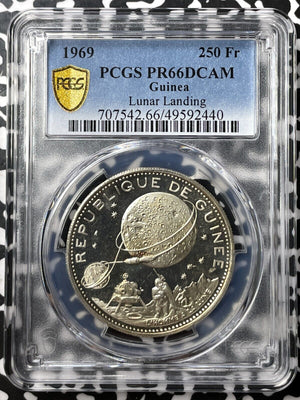 1969 Guinea Lunar Landing 250 Francs PCGS PR66 DCAM Lot#G7320 Large Silver!