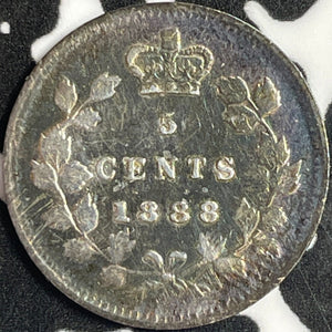 1888 Canada 5 Cents Lot#D9618 Silver! Nice Detail, Old Cleaning