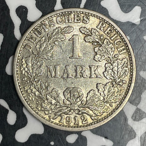1912-F Germany 1 Mark Lot#T6017 Silver! Key Date!