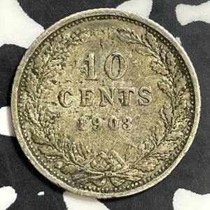 1903 Netherlands 10 Cents Lot#E7937 Silver!