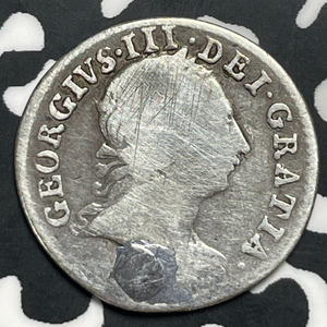 1763 Great Britain 3 Pence Threepence Lot#T9397 Silver! Hole Plugged