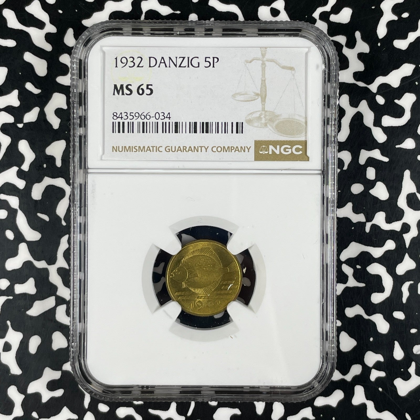 1932 Danzig 5 Pfennig NGC MS65 Lot#G2312 Gem BU!