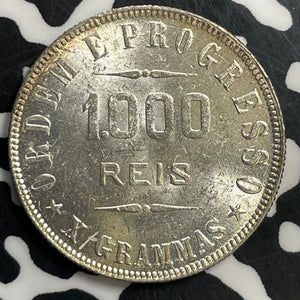 1910 Brazil 1000 Reis Lot#T0889 Silver! High Grade! Beautiful!