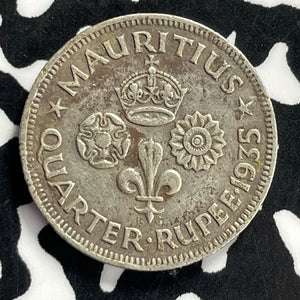 1935 Mauritius 1/4 Rupee Lot#T9458 Silver!