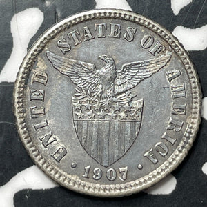 1907 U.S. Philippines 10 Centavos Lot#E8829 Silver! Nice!