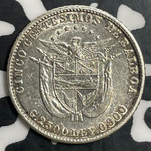 1904 Panama 5 Centesimos Lot#E9679 Silver! Nice!