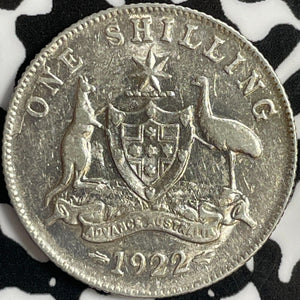 1922 Australia 1 Shilling Lot#D9744 Silver! Better Date, Old Cleaning