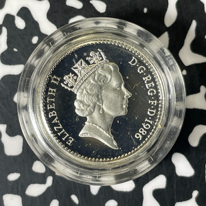1986 Great Britain £1 Pound Piedfort Lot#B2553 Silver! Proof! W/ Box & C.O.A.